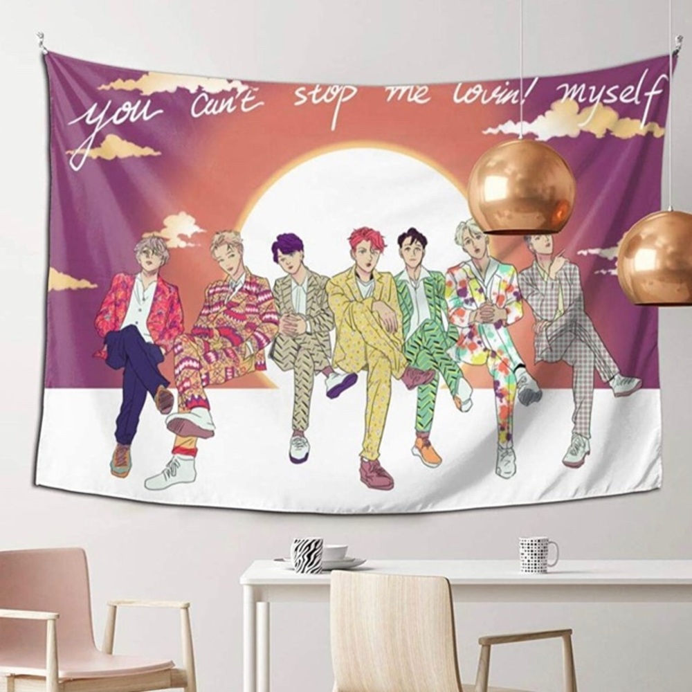 BTS Anime Cartoon Wall Tapestry Sunset